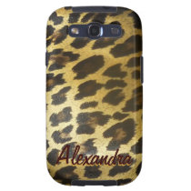 Glossy Leopard Print Custom Name Samsung Galaxy S3 Covers