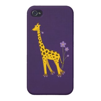 Glossy Purple Cute Skating Cartoon Giraffe