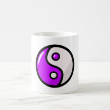 Glossy Purple Yin Yang in Balance Coffee Mugs
