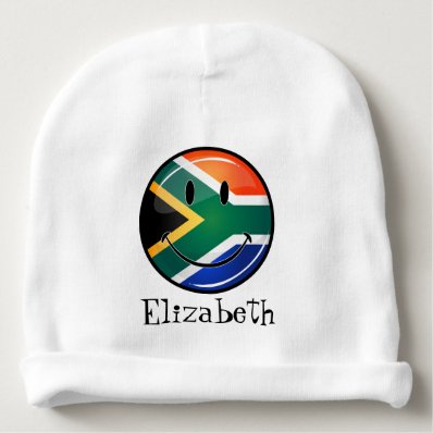 Glossy Round Happy South African Flag Baby Beanie