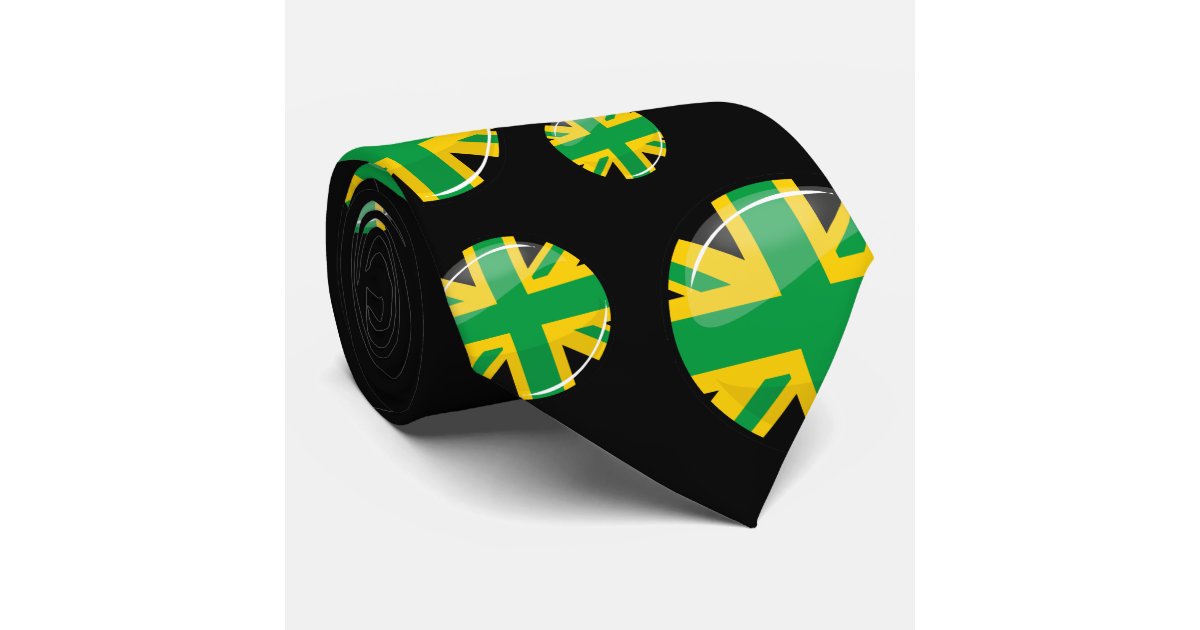 Glossy Round Jamaican British Flag Neck Tie Zazzle