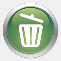 Glossy trash icon symbol round sticker