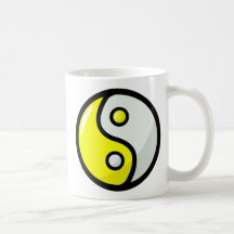 Glossy Yellow Yin Yang in Balance Mugs