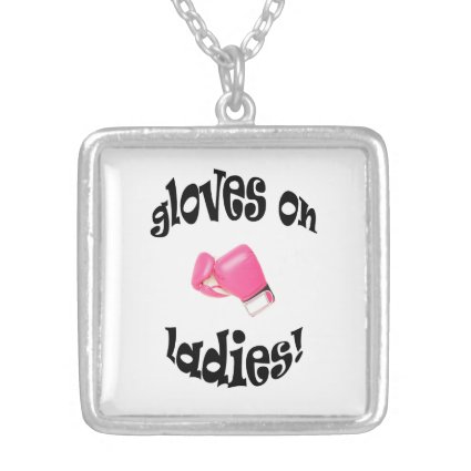 Gloves On Ladies! Kickboxing Square Pendant Necklace