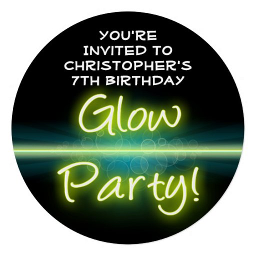 Glow Birthday Party, Yellow/Green Blacklight Invitations
