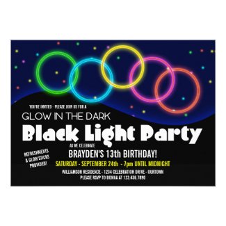 Glow in the Dark Birthday Party Invitations