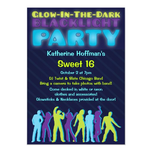 glow in the dark blacklight party invitation zazzle invite bright