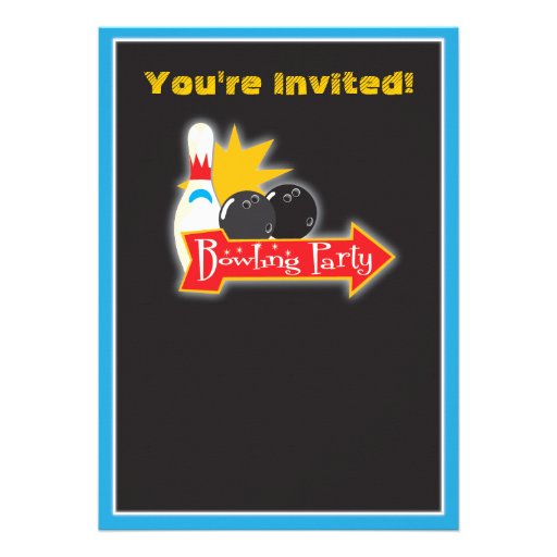 Glow in the dark bowling party invitations