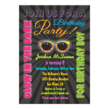 Glow in the Dark Boy Birthday Party Invitations