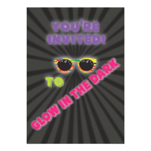 Glow in the Dark Girl Birthday Party Invitations