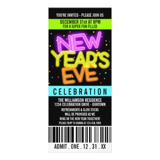 Glow in the Dark New Years Party Invitations