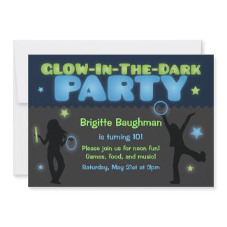 Glow in the Dark Party Invitation for Kids invitation
