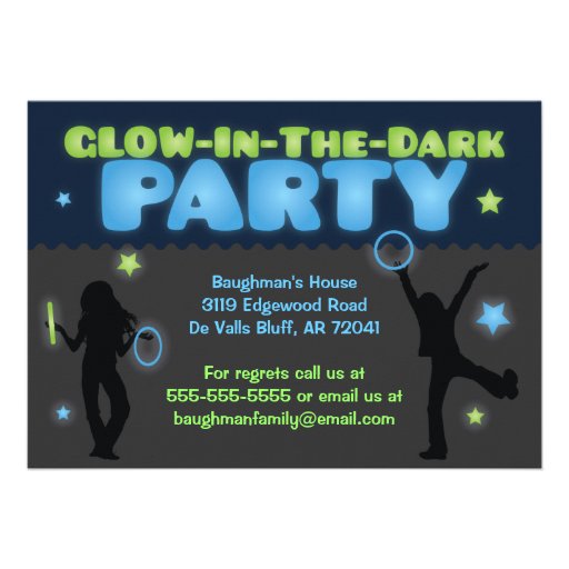 Glow in the Dark Party Invitation for Kids