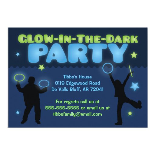 Glow in the Dark Party Invitation for Kids
