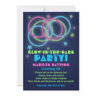 Glow in the Dark Party Invitations Rings & Stars