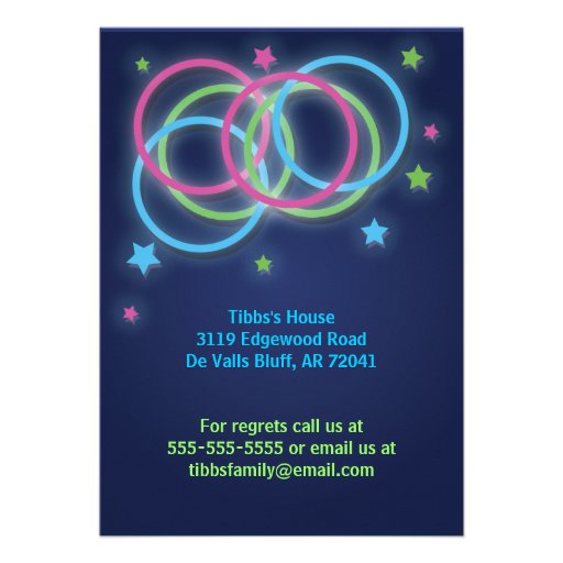Glow in the Dark Party Invitations Rings & Stars