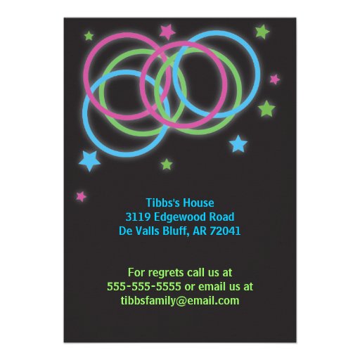 Glow in the Dark Party Invitations Rings & Stars 2