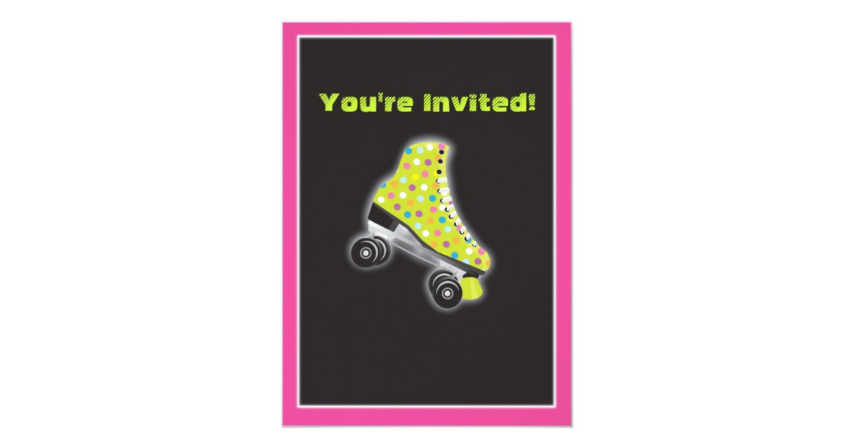 Glow in the dark roller Skating party invitations Zazzle