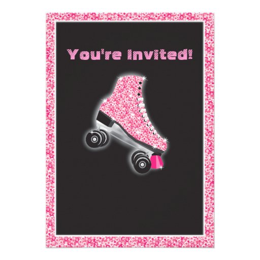 Glow in the dark roller Skating party invitations