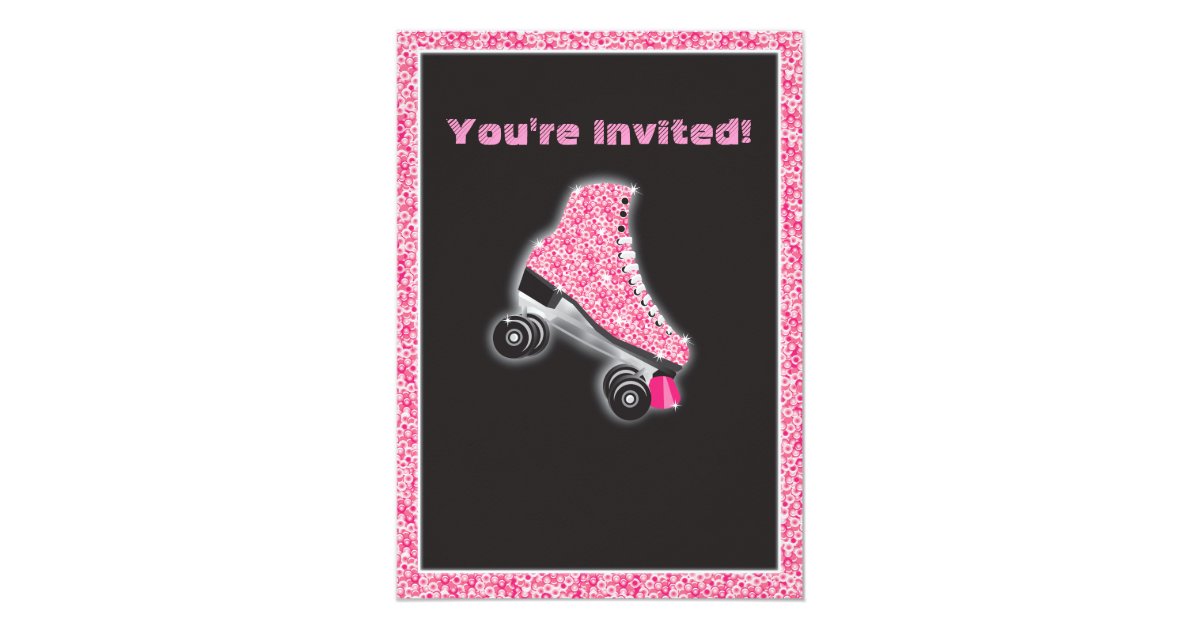 Glow in the dark roller Skating party invitations Zazzle