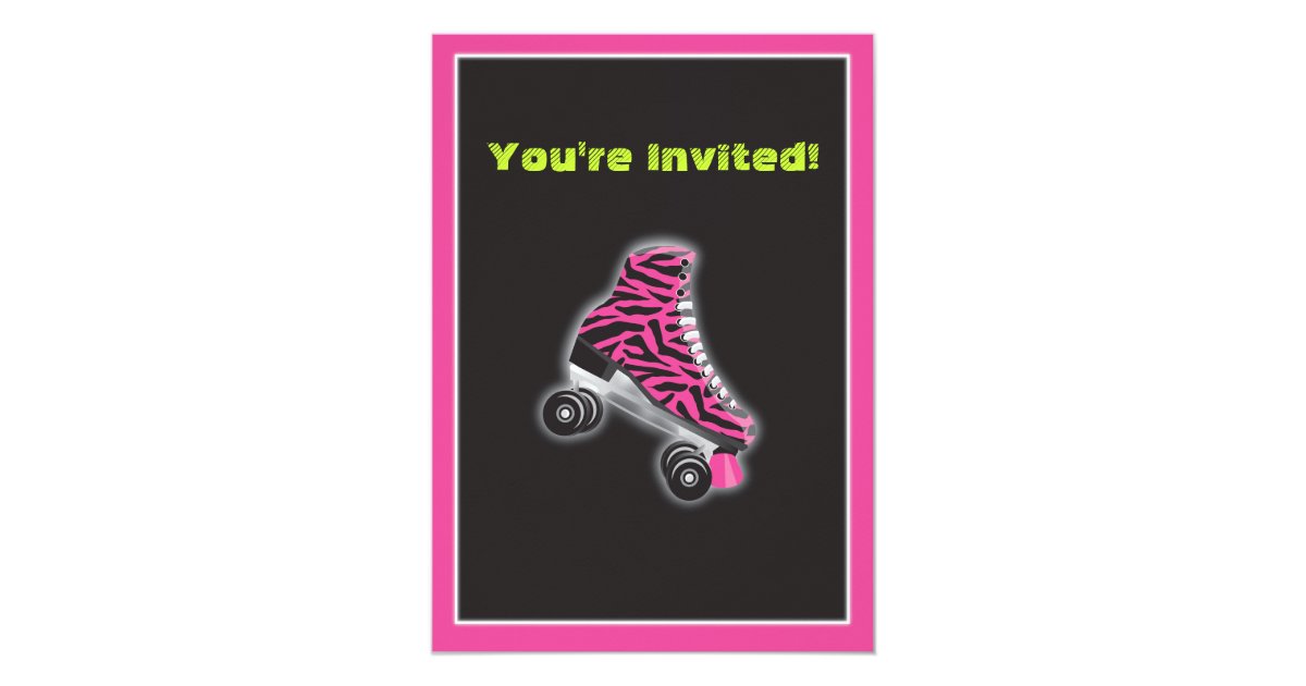 Glow in the dark roller Skating party invitations Zazzle