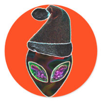 Glowing Alien Santa Sticker by MidnightDreamer Glowing Alien Santa Sticker