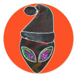 Glowing Alien Santa Sticker