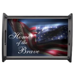 Glowing American Flag-Home of the Brave Service Trays