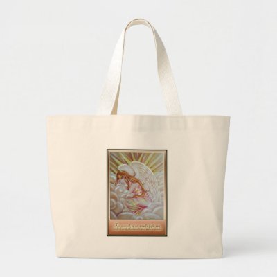 Glowing Angel and Quote Canvas Bags by dreamlyn. Art by Evelyn Miranda aka Dreamlyn. C*pyr*ght Evelyn Miranda. All rights reserved with artist.