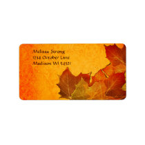 Glowing Autumn Leaves in Orange Address Label