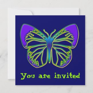 Glowing Blue Butterfly Invitation invitation