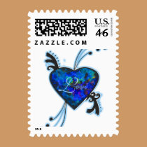 Glowing Blue Heart postage by Perlyyyy Glowing Blue Heart postage
