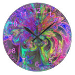 Glowing Burst of Color – Abstract Teal Violet Deva Wall Clock