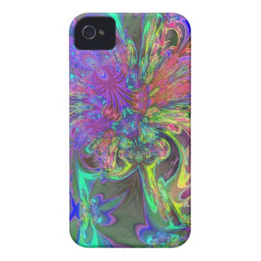 Glowing Burst of Color – Teal & Violet Deva iPhone 4 Cases
