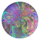 Glowing Burst of Color – Teal & Violet Deva Dinner Plate