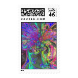 Glowing Burst of Color – Teal & Violet Deva Postage Stamps
