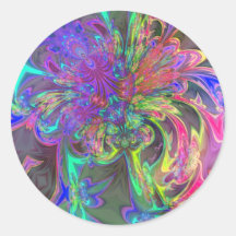 Glowing Burst of Color – Teal & Violet Deva Round Sticker