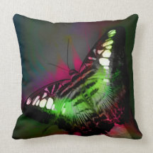 Glowing butterfly throw pillow