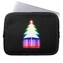 Glowing Christmas Tree Barcode Laptop Sleeve