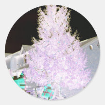 Glowing Christmas Tree Round Stickers