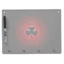 Glowing club card suit dry erase board with keychain holder