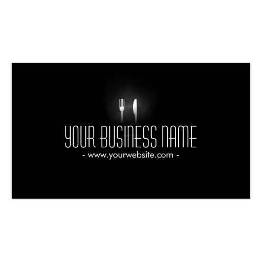 Glowing Dining Tools Dining/Catering Business Card (front side)