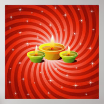 Glowing Diwali Lamps Print