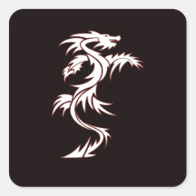 Glowing dragon square stickers