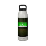 Glowing EXIT sign board on wall Reusable Water Bottle