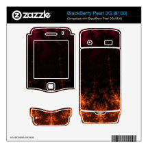 Glowing Fractal Dusk - gold, black and fuschia BlackBerry Pearl Skins