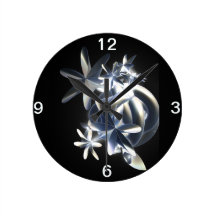 Glowing Fractal Flowers Clocks