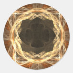 Glowing Fractal Frame Round Stickers
