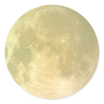 Glowing Golden "FULL MOON" Astronomy Stickers