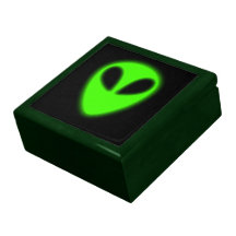 Glowing Green Alien giftbox Keepsake Box